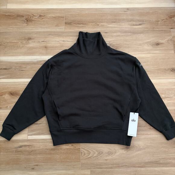 Alo Hazy Mock Neck Pullover Charcoal Green XS - Picture 1 of 8